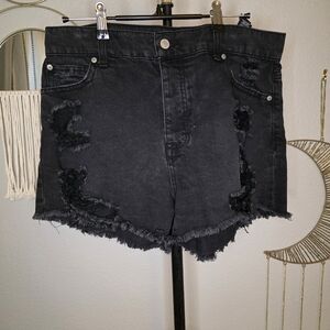Fashion Nova Black Frayed Jean Shorts